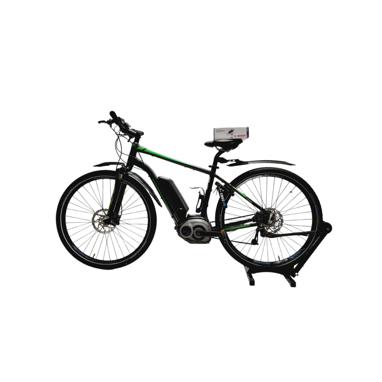 Trek Powerfly +9 Bosch Active Line Middenmotor Heren Zwart Groen 47cm