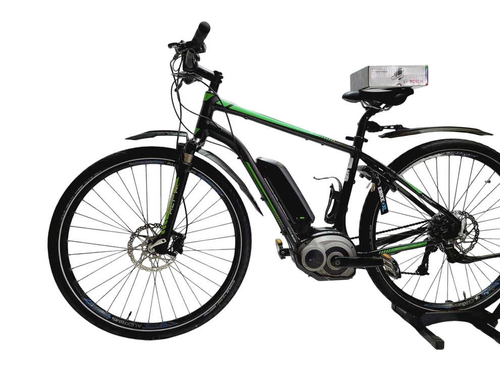 Trek Powerfly +9 Bosch Active Line Middenmotor Heren Zwart Groen 47cm