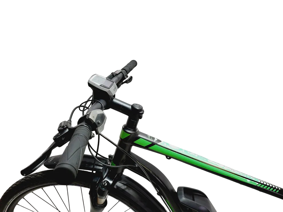 Trek Powerfly +9 Bosch Active Line Middenmotor Heren Zwart Groen 47cm